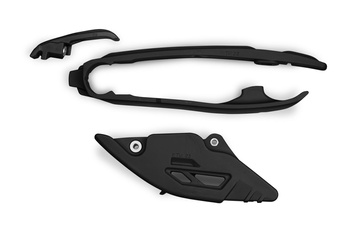 UFO KOMPLET ŚLIZG + PROWADNICA ŁAŃCUCHA KTM SX / SXF (SX-F) 125 / 250 / 300 / 350 / 450 F '23- KOLOR CZARNY (KT05017001 + KT05018001)