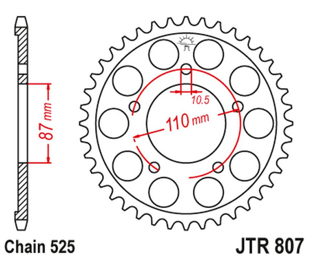 JT ZĘBATKA TYLNA 828 45 SUZUKI GSF 650 BANDIT '07-15, GSX 650 '08-16, GSF/GSX 400 BANDIT '90-92, SV 650 '99-13 (82845JT) (ŁAŃC. 525) KOLOR CZARNY