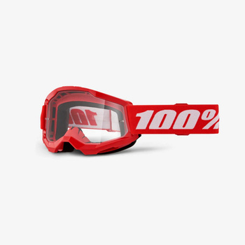 100 PROCENT GOGLE MODEL STRATA 2 YOUTH JUNIOR RED - CLEAR LENS - KOLOR CZERWONY/BIAŁY SZYBA PRZEŹROCZYSTA