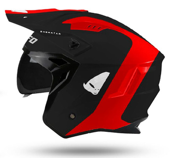 UFO KASK SHERATAN JET / TRIAL Z BLENDĄ PRZECIWSŁONECZNĄ KOLOR CZARNY/CZERWONY ROZMIAR L ( ECE 22R06 ) - KOLEKCJA 2024