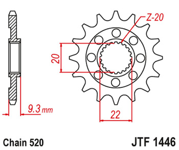 JT ZĘBATKA PRZEDNIA 2146 13 KAWASAKI KXF 250 '06-'17 (214613JT) (ŁAŃC. 520)