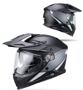 UFO 2026/01 KASK COSMOS OFFROAD / DUAL / TOURER / CROSSOVER Z SZYBĄ, DASZKIEM I BLENDĄ PRZECIWSŁONECZNĄ KOLOR CZARNY/SZARY ROZMIAR XL ( ECE 22R06 ) - KOLEKCJA 2026