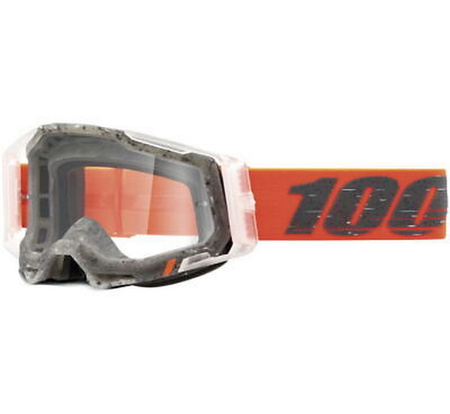 WYPRZEDAŻ 100 PROCENT GOGLE MODEL RACECRAFT 2 SCHRUTE - CLEAR LENS - KOLOR POMARAŃCZOWY/SZARY SZYBKA PRZEŹROCZYSTA