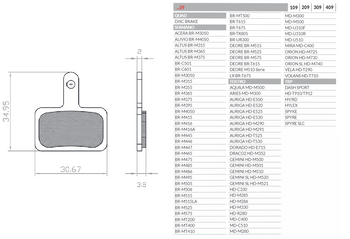 BRENTA BIKE KLOCKI HAMULCOWE ROWEROWE ORGANIC MTB / SZOSA PÓŁMETALICZNE PASUJE DO SHIMANO DEORE BR-M575, BR-M525, BR-M515, BR-T615, BR-M506, BR-M505, BR-MT500, BR-M495, BR-M486, BR-M485, BR-M475, TEKTRO BR109