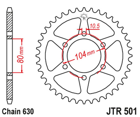 JT ZĘBATKA TYLNA 501 35 KAWASAKI Z 750 '80-82', GPZ 750 '82-87'; Z 1000/1100 '81-86', GPZ 1100 '81-85' (50135JT) (ŁAŃC.630)