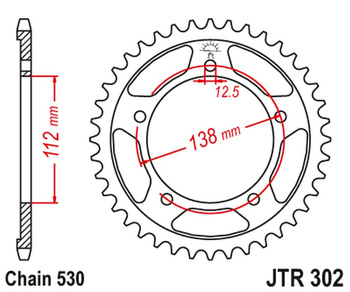 JT ZĘBATKA TYLNA 408 43 HONDA CBR 600F '91-'96, CBF 1000 '06-'10 (SC58) (40843JTZBK) (ŁAŃC. 530) KOLOR CZARNY