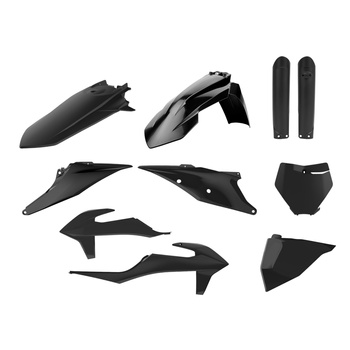 POLISPORT KOMPLET PLASTIKÓW (FULL KIT) KTM SX/SX-F '19-'22 W ZESTAWIE TABLICA PRZEDNIA (8666400003) I OSŁONY AMORTYZATORÓW (8398600003) KOLOR CZARNY