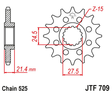 JT ZĘBATKA PRZEDNIA 2150 17 APRILIA 750/900 DORSODURO/ABS '07-'19, SHIVER/GT/ABS '07-'19 1200 DORSODURO/ABS '11-'16 (215017JT) (ŁAŃC. 525)
