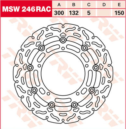 TRW ZF TARCZA HAMULCOWA PRZÓD YAMAHA YZF R25, YZF R3, MT-03 '15-, FZ-6N/S FAZER '04-'10, XJ6 600N/F/S DIVERSION '09-'16, YZF R6 '03, MT-03 660 '06-'14, MT-09 A/SP/TRACER 850 '13-'18, TRACER 900 GT '18-, XSR 900 '16-, (298X132X5MM)