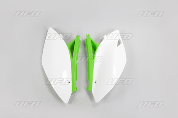 UFO BOCZKI TYLNE KAWASAKI KXF 450 '09-'11 KOLOR OEM (BIAŁY/ZIELONY)
