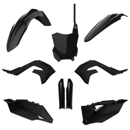 POLISPORT KOMPLET PLASTIKÓW (FULL KIT) KAWASAKI KXF 250 '21-'24 KXF 450 '19-'23 W ZESTAWIE TABLICA PRZEDNIA (8665900003) I OSŁONY AMORTYZARORÓW (8351800002) KOLOR CZARNY