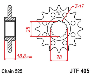 JT ZĘBATKA PRZEDNIA 2078M 20 Z GUMĄ BMW F 800R '09-'20 (2078M20JT) (ŁAŃC. 525)