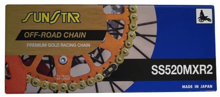 SUNSTAR ŁAŃCUCH NAPĘDOWY 520MXR2-114G MOTOCROSS DO 500 CCM, KOLOR ZŁOTY (38,4KN) (520ERT3) OTWARTY + ZAPINKA - ZASTĘPUJE SS520MXR1-114G - MADE IN JAPAN - OFERTA SPECJALNA