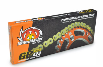 MOTO-MASTER ŁAŃCUCH NAPĘDOWY GP-428 MX PROFESSIONAL MOTOCROSS RACING CHAIN BEZ ORINGÓW KOLOR ZŁOTY (134 OGNIW, ZAPINKA W ZESTAWIE)