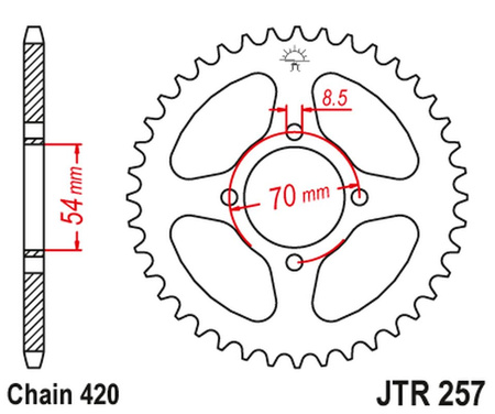 JT ZĘBATKA TYLNA 257 41 HONDA C 50/70 '75-87' (25741JT) (ŁAŃ420) NA ZAMÓWIENIE
