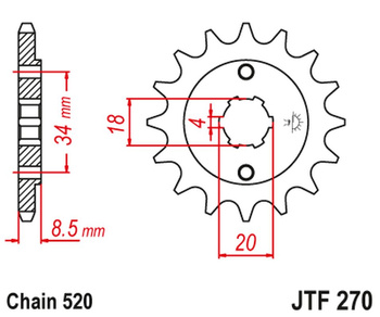 JT ZĘBATKA PRZEDNIA 2046 12 HONDA CA 125 '95-01', CB/CBX/CM/CMX 250 '83-16' (204612JT) (ŁAŃC. 520)
