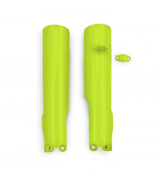 UFO OSŁONY TELESKOPÓW ( AMORTYZATORÓW ) PRZEDNICH HUSQVARNA TC 125 / 250 '23-'24, TE 150 / 250 / 300 '24, FC / TX / FX / FE 300 / 350 / 450 / 501 '24, KOLOR ŻÓŁTY FLUO