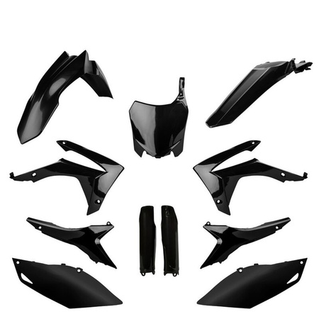 POLISPORT KOMPLET PLASTIKÓW (FULL KIT) HONDA CRF 250R '14-'17; CRF 450R '13-'16 W ZESTAWIE TABLICA PRZEDNIA (8659400003) I OSŁONY AMORTYZARORÓW (8351700002) KOLOR CZARNY