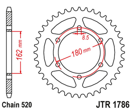 JT ZĘBATKA TYLNA SUZUKI PE 250 '80-82', PE 400 '80-81' (ŁAŃC.520)