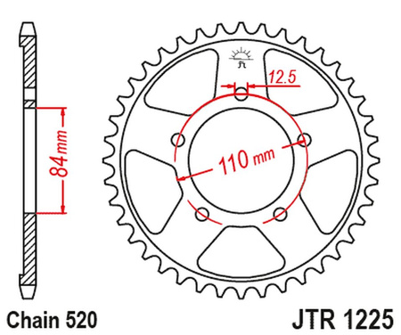 JT ZĘBATKA TYLNA 4734 36 HONDA CMX 300A REBEL 17-18 (473436JT) (ŁAŃC. 520)