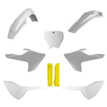 POLISPORT KOMPLET PLASTIKÓW (FULL KIT) HUSQVARNA TC/FC '16-'18 W ZESTAWIE TABLICA PRZEDNIA (8665800002) I OSŁONY AMORTYZARORÓW (8398900004) KOLOR BIAŁY