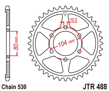 JT ZĘBATKA TYLNA 488 47 KAWASAKI ZX 12R '00-'05 (+1), ZXR 750 H2 '90 (+1)(48847JT) (ŁAŃC. 530)