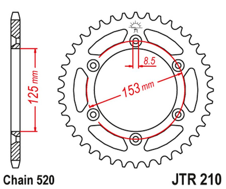 JT ZĘBATKA TYLNA 289 46 HONDA CRF 230 '09-10,XR 250 '96-07, XR 400 '96-04 (28946JT) (ŁAŃC. 520)