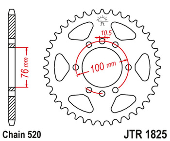 JT ZĘBATKA TYLNA 823 42 SUZUKI VL 250 INTRUDER LC '00-04'; LT 250/300 '86-89'; GN 400 '80-82'; LT 500 '88-92',DR 500 '81-83', DR 750 '88' (SR41B) (82342JT) (ŁAŃC.520)