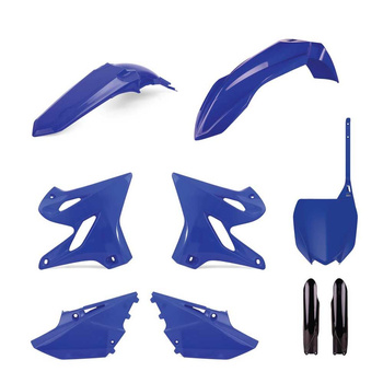 POLISPORT KOMPLET PLASTIKÓW (FULL KIT) YAMAHA YZ 125/250 '21 W ZESTAWIE TABLICA PRZEDNIA (8666000007) I OSŁONY AMORTYZARORÓW (8352000002) KOLOR NIEBIESKIE CZARNE OEM