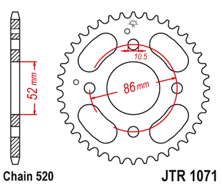 JT ZĘBATKA TYLNA 4621 31 KYMCO MXU/MXR50/150 '02-'13 (462131JT) (ŁAŃC. 520)