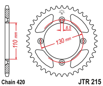 JT ZĘBATKA TYLNA 4306 50 ALUMINIOWA RACELITE HONDA CR 80/85 (430650JTA) (ŁAŃC. 420) KOLOR CZARNY
