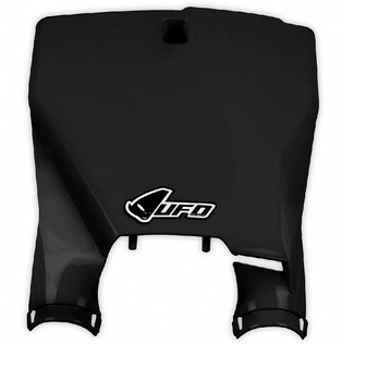 UFO TABLICA NA NUMER STARTOWY HUSQVARNA TC 125 16-20, TC 250 17-20, TC 300 16-18, FC 250/350/450 16-20 KOLOR CZARNY (STADIUM Z OSŁONAMI AMORTYZATORÓW)