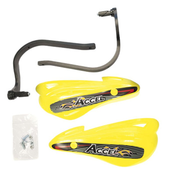 ACCEL OSŁONY RĄK (HANDBARY) Z MOCOWANIEM ALUMINIOWYM ATV (22+28MM) (ALU-CZARNY, PLASTIK-ŻÓŁTY) - PROMOCJA