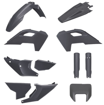 POLISPORT KOMPLET PLASTIKÓW (FULL KIT) HUSQVARNA TE/FE TPI '24-'25 W ZESTAWIE OSŁONA LAMPY PRZEDNIEJ I OSŁONY AMORTYZATORÓW KOLOR SZARY (N-GRAY)