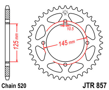 JT ZĘBATKA TYLNA 857 37 YAMAHA XT 600 '83-94 (JTR857.37) (ŁAŃC. 520) - PATRZ 458837JT (JTR1857.37)