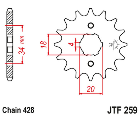 JT ZĘBATKA PRZEDNIA 259 17 HONDA XL 125, NX 125 (25917JT) (ŁAŃC. 428)