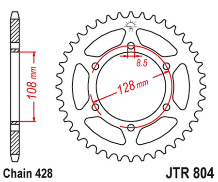 JT ZĘBATKA TYLNA 902 42 SUZUKI TS 100/125 '82-84, DR 100 '83-90 (90242JT) (ŁAŃC. 428)