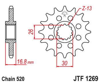 JT ZĘBATKA PRZEDNIA 347M 15 HONDA CBR 600/900/929/954/1000, VTR 1000 SP1/2 (347M15JT) (ŁAŃC. 520) KONWERSJA
