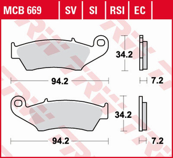 TRW ZF KLOCKI HAMULCOWE KH185 KH389 ORGANIC HONDA XL 125 03-08, XR 400 96-03, XLV TRANSALP 97-13, XRV AFRICA TWIN 750 93-03, KAWASAKI KLX 650 93-01, SUZUKI DRZ 400 00-08, PRZÓD