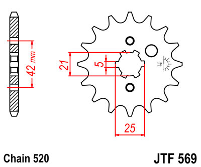 JT ZĘBATKA PRZEDNIA 572 16 YAMAHA XV 250 '89-'15, SR 250 '79-'96 (ŁAŃC. 520) - PATRZ 56916JT (JTF569.16)