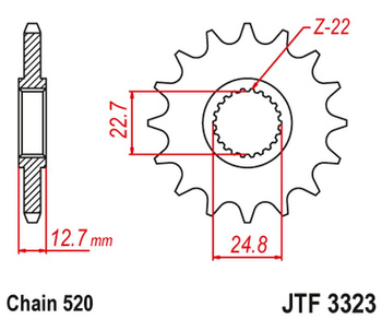 JT ZĘBATKA PRZEDNIA POLARIS 250/300/350/400/425 '89-99' (ŁAŃC. 520) NA ZAMÓWIENIE