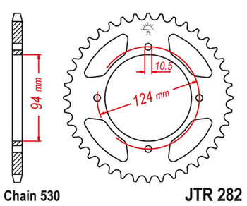 JT ZĘBATKA TYLNA 282 36 HONDA CB 500F/K '78-'80 (28236JT) (ŁAŃC. 530)