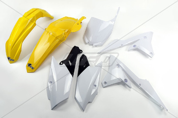 UFO KOMPLET PLASTIKÓW YAMAHA YZF 250 '14-'18, YZF 450 '14-'17 KOLOR OEM (BIAŁY/ŻÓŁTY) (YA318E999D)