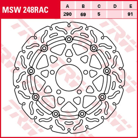 TRW ZF TARCZA HAMULCOWA PRZÓD SUZUKI GSF 650 '05-'06, SV 650 '03-'10, GSX 750F '03-'06, VZ 1500 INTRUDER '09-'13, VLR 1800 INTRUDER '08-'13 (290X69X5MM) WAVE