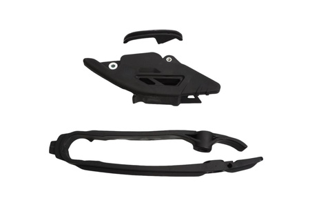 UFO KOMPLET ŚLIZG + PROWADNICA ŁAŃCUCHA GAS GAS MC 125 / 250 '24, MC-F / EC / EX / EC-F / EX-F 250 / 300 / 350 / 450 / 500 '24, KOLOR CZARNY (GG07153001,GG07152001)