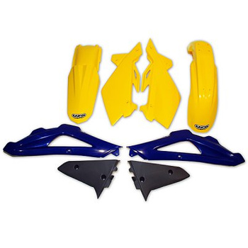 UFO KOMPLET PLASTIKÓW HUSQVARNA TC 125/250 '05-07 KOLOR OEM (ZÓŁTY/NIEBIESKI/GRAFITOWY) (HU602E999)