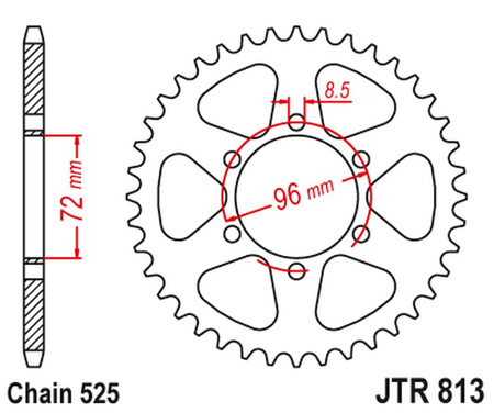 JT ZĘBATKA TYLNA SUZUKI TM 400 '71-75, TS 250 '75-83, TS 400 '72-77 (JTR813,40) (ŁAŃC. 525)