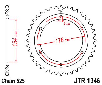JT ZĘBATKA TYLNA 4679 44 HONDA CB 1000RA '18-19, VFR 800 V-TEC (ABS) '14-'17, VFR 800X CROSSRUNNER '15-'17 (467944JT) (ŁAŃC. 525)