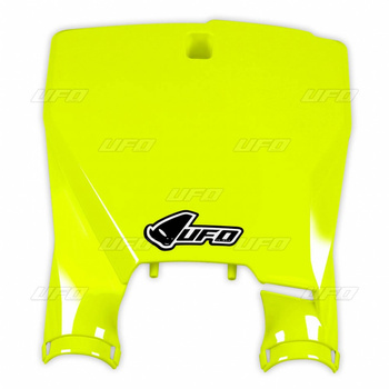 UFO TABLICA NA NUMER STARTOWY HUSQVARNA TC 125 16-20, TC 250 17-20, TC 300 16-18, FC 250/350/450 16-20 KOLOR ŻÓŁTY FLUO (STADIUM Z OSŁONAMI AMORTYZATORÓW)