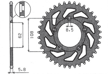 SUNSTAR ZĘBATKA TYLNA 714 43 APRILIA RS 125 '93-'05 (JTR701.43)* (ŁAŃC. 520) (71443JT)